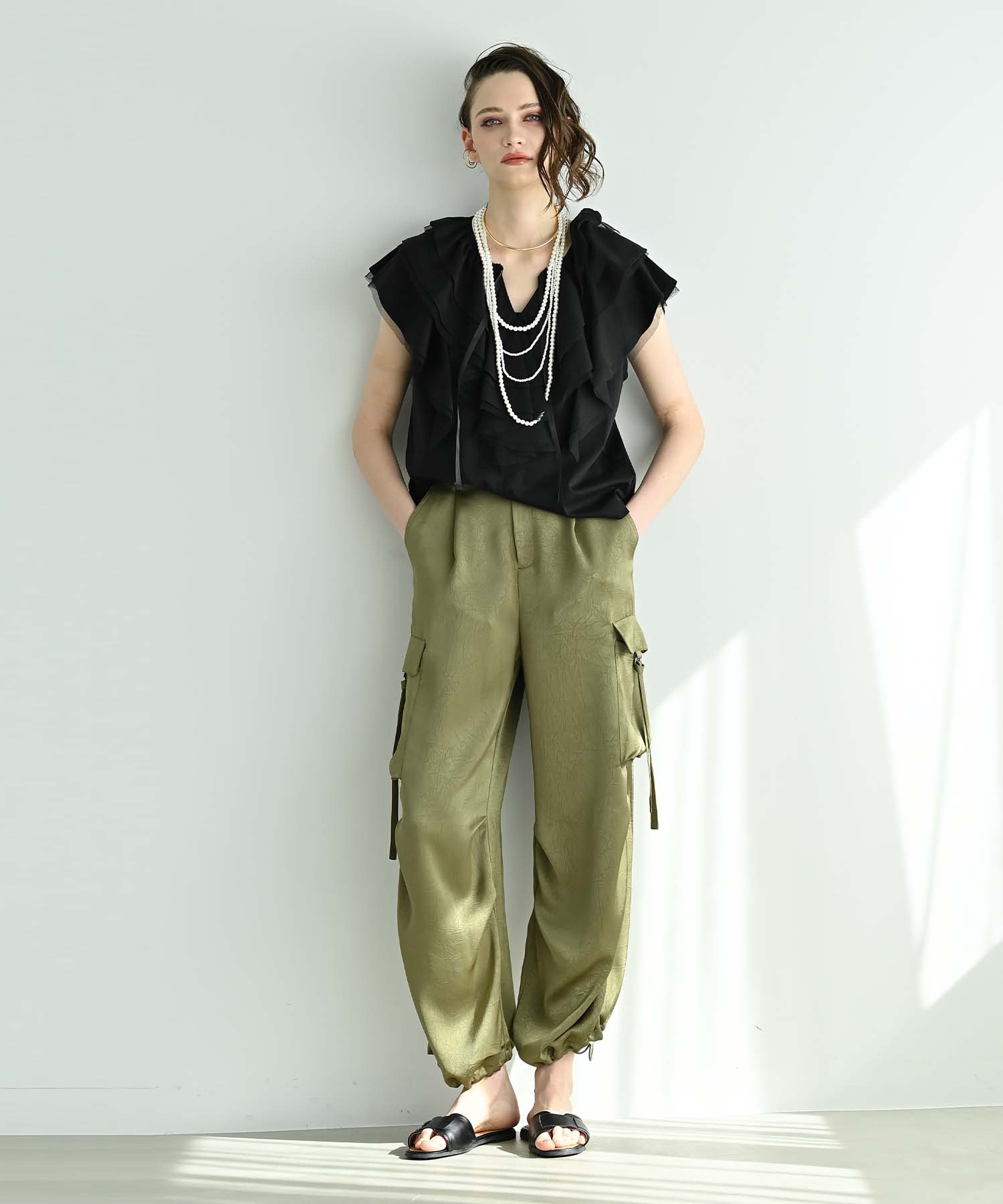 サテンカーゴパンツ｜SATIN CARGO PANTSの通販｜regleam