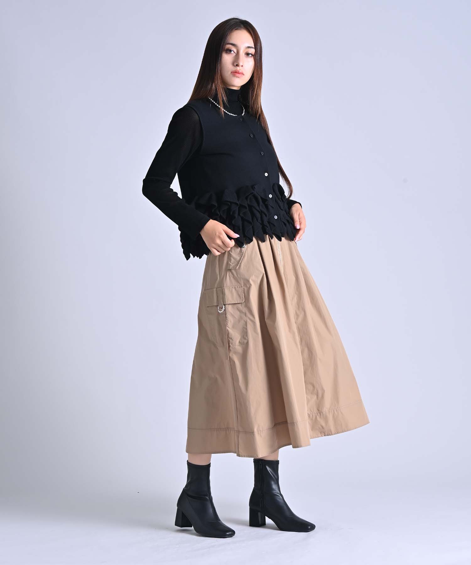 送料込関税込■PUCCI■Marmoハイライズジャージーマキシスカート 大きいサイズ＞フリンジジャガードマーメードマキシスカート