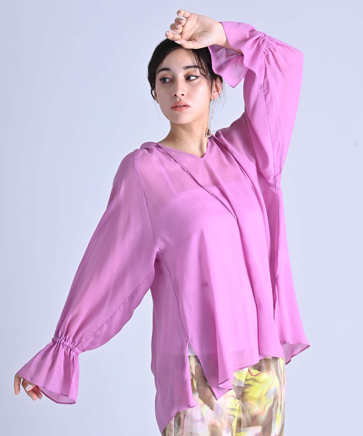 シアーローンボリュームスリーブブラウス シャツ・ブラウス RAW