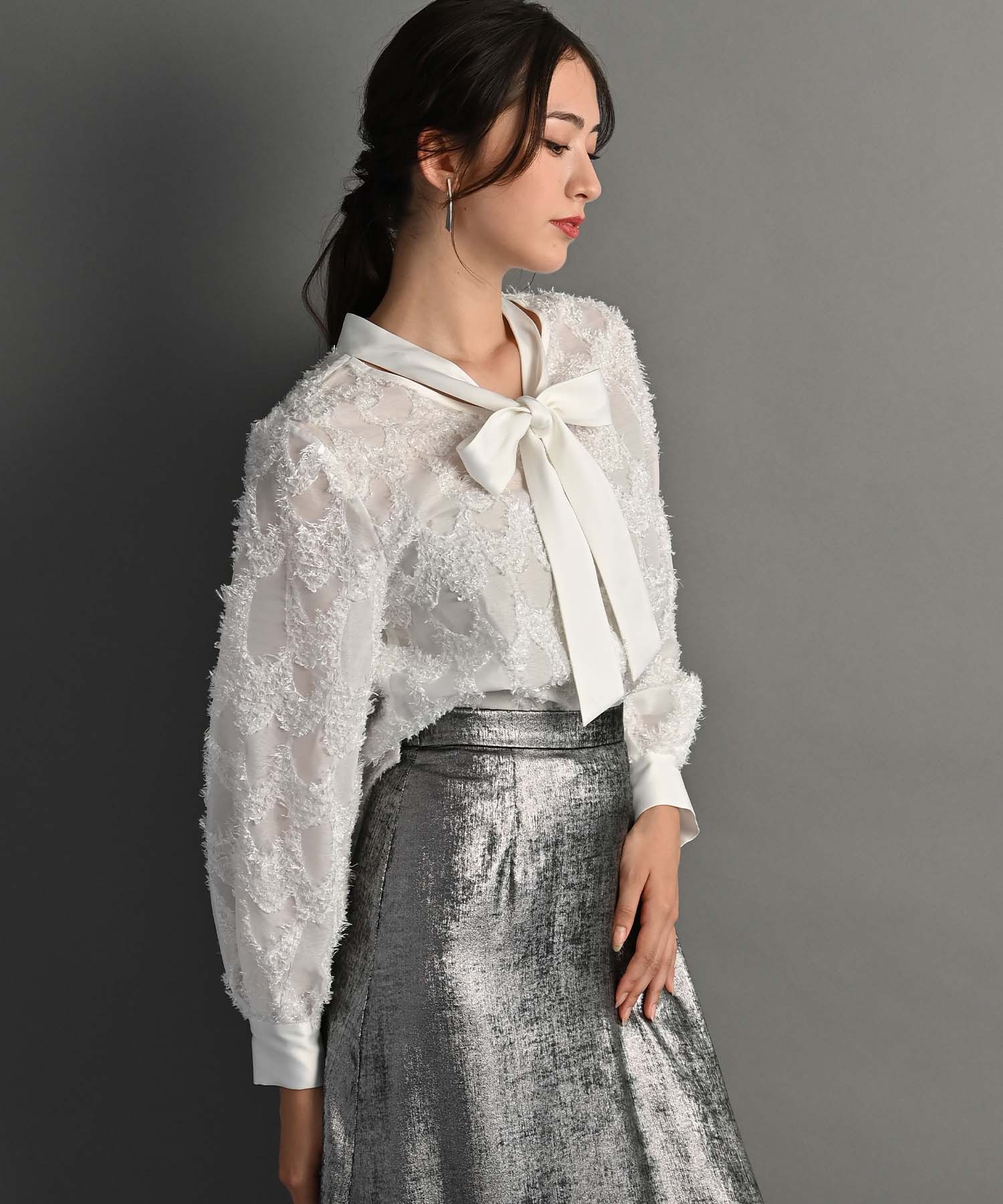 前後2WAYカットジャガードブラウス シャツ・ブラウス RAW FUDGE