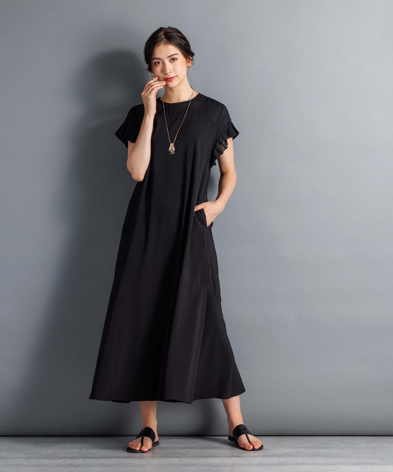 スナイデル SNIDEL 【WEB限定】シアースリーブワンピース （BLK