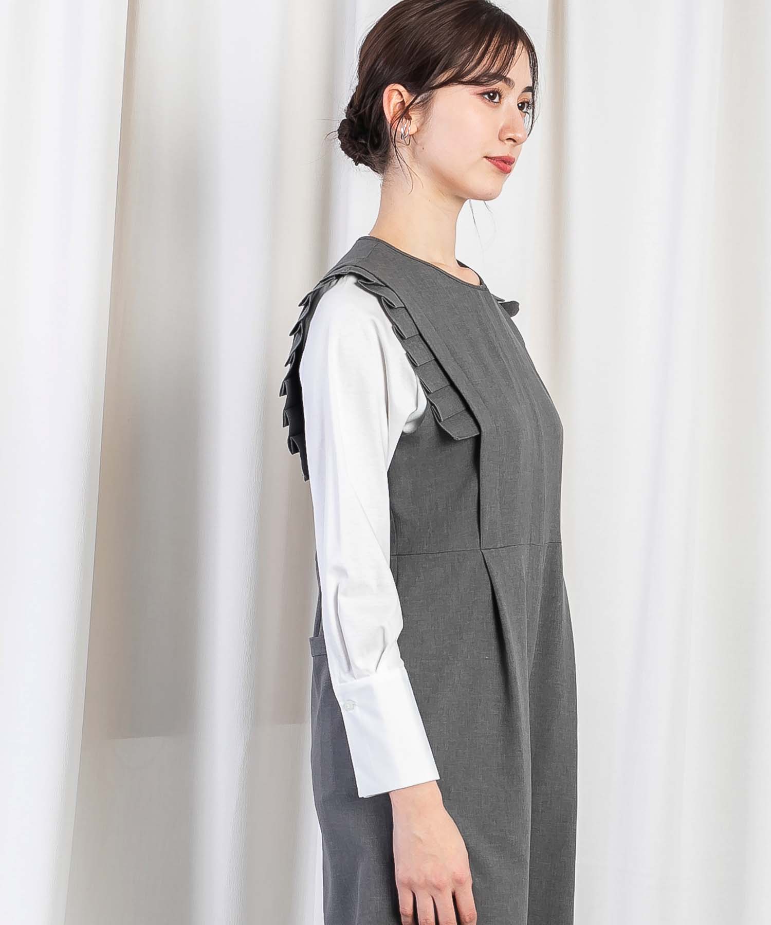 プリーツスリーブオールインワン onepiece RAW FUDGE