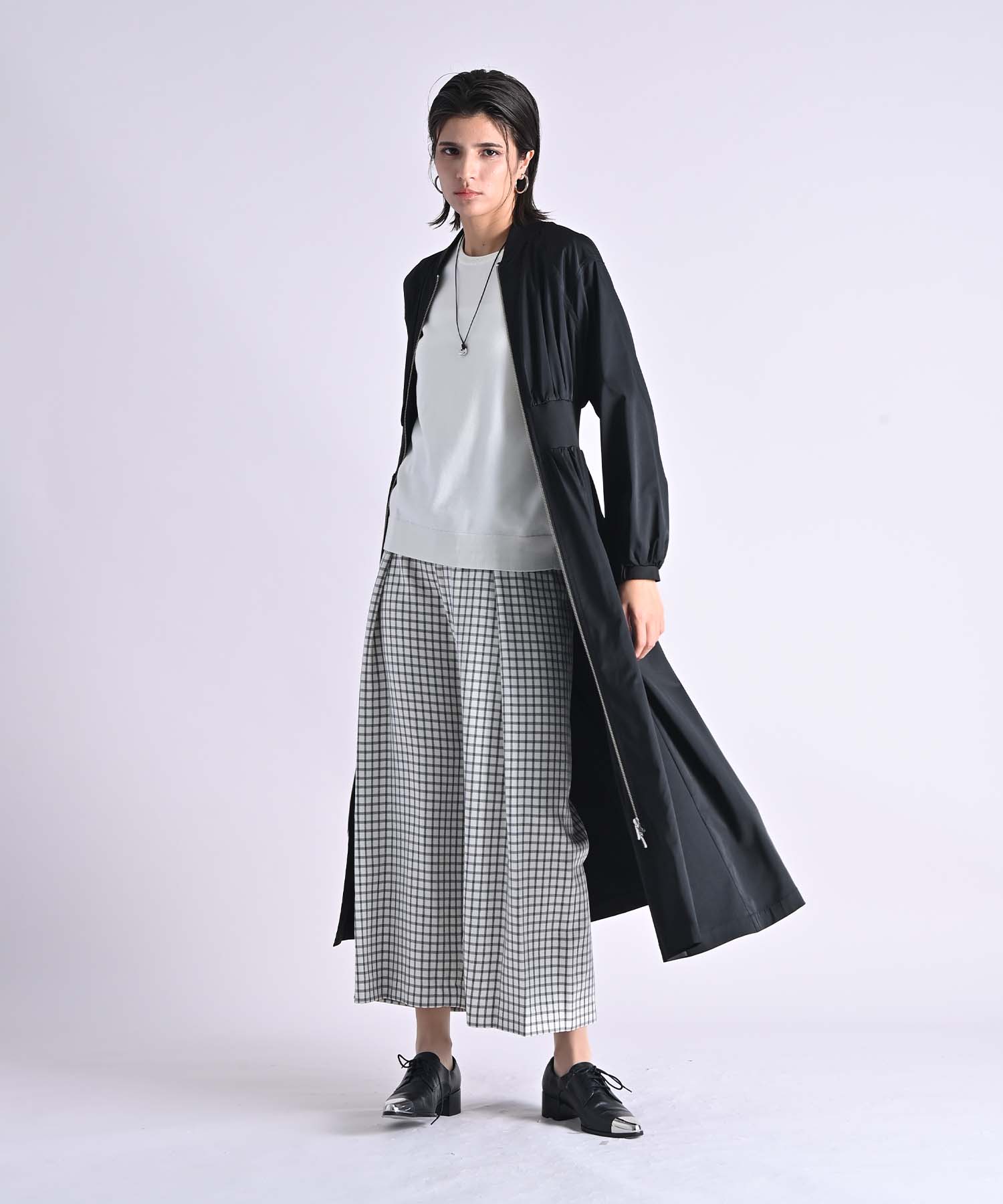 チェック柄ウエストタックワイドパンツ パンツ RAW FUDGE