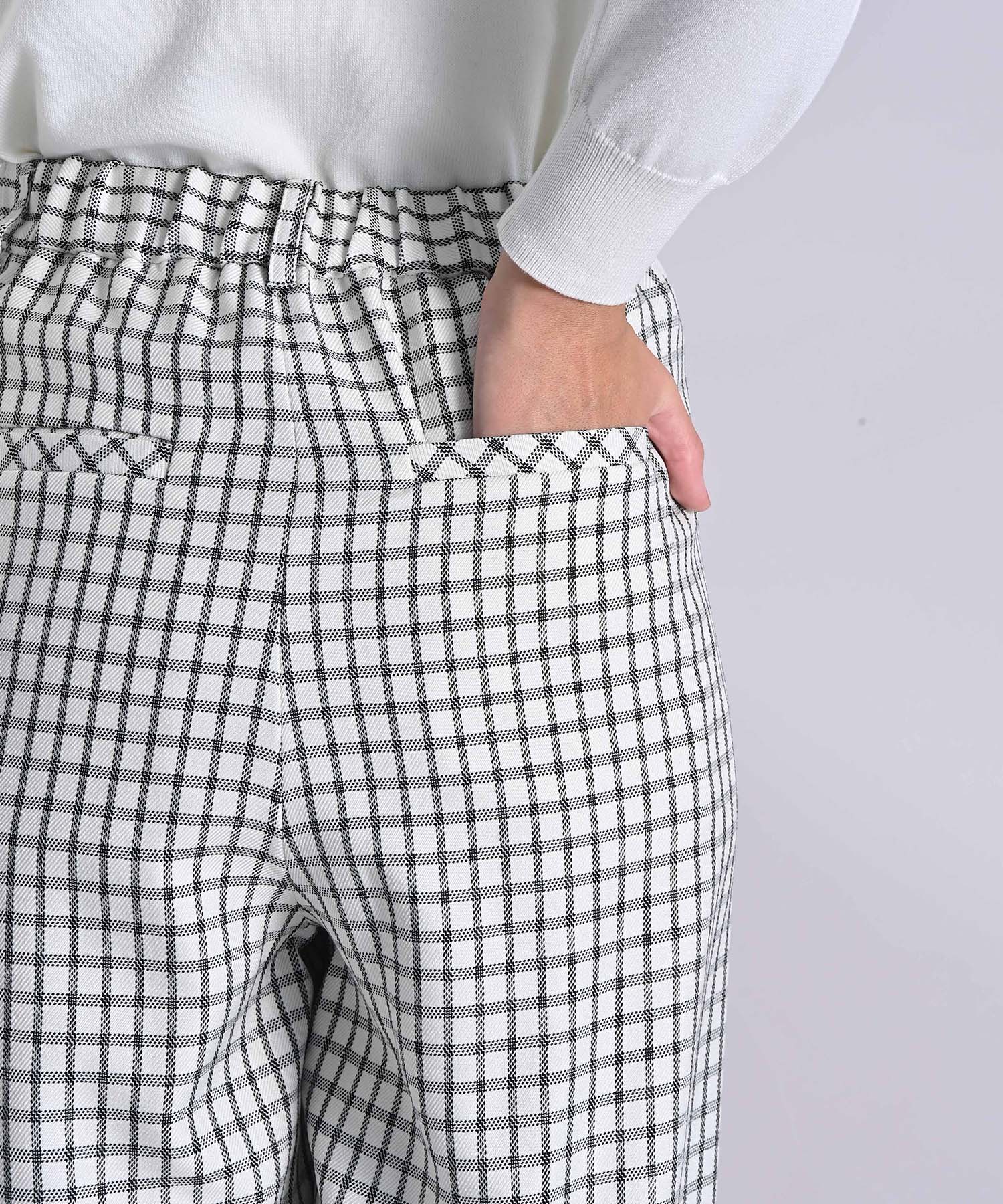 チェック柄ウエストタックワイドパンツ パンツ RAW FUDGE