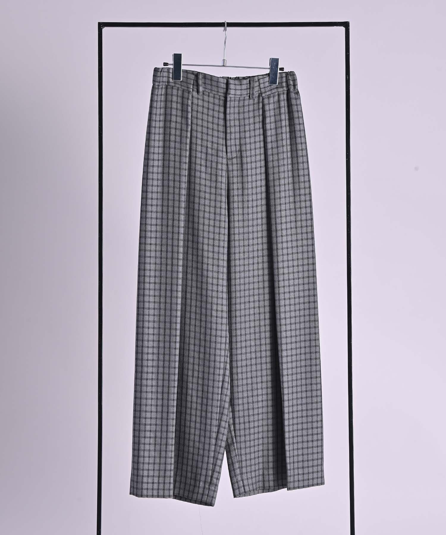 チェック柄ウエストタックワイドパンツ パンツ RAW FUDGE