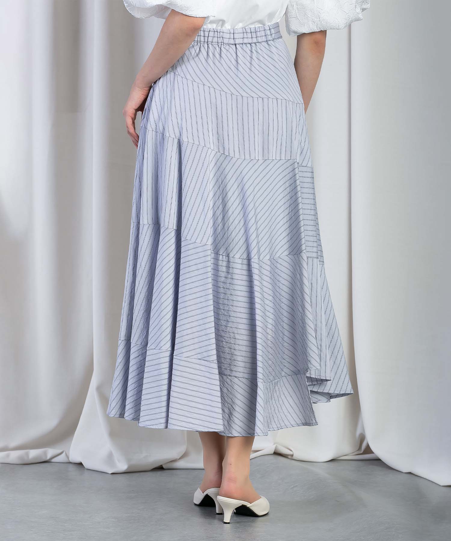 アシメフレアーストライプスカート スカート RAW FUDGE