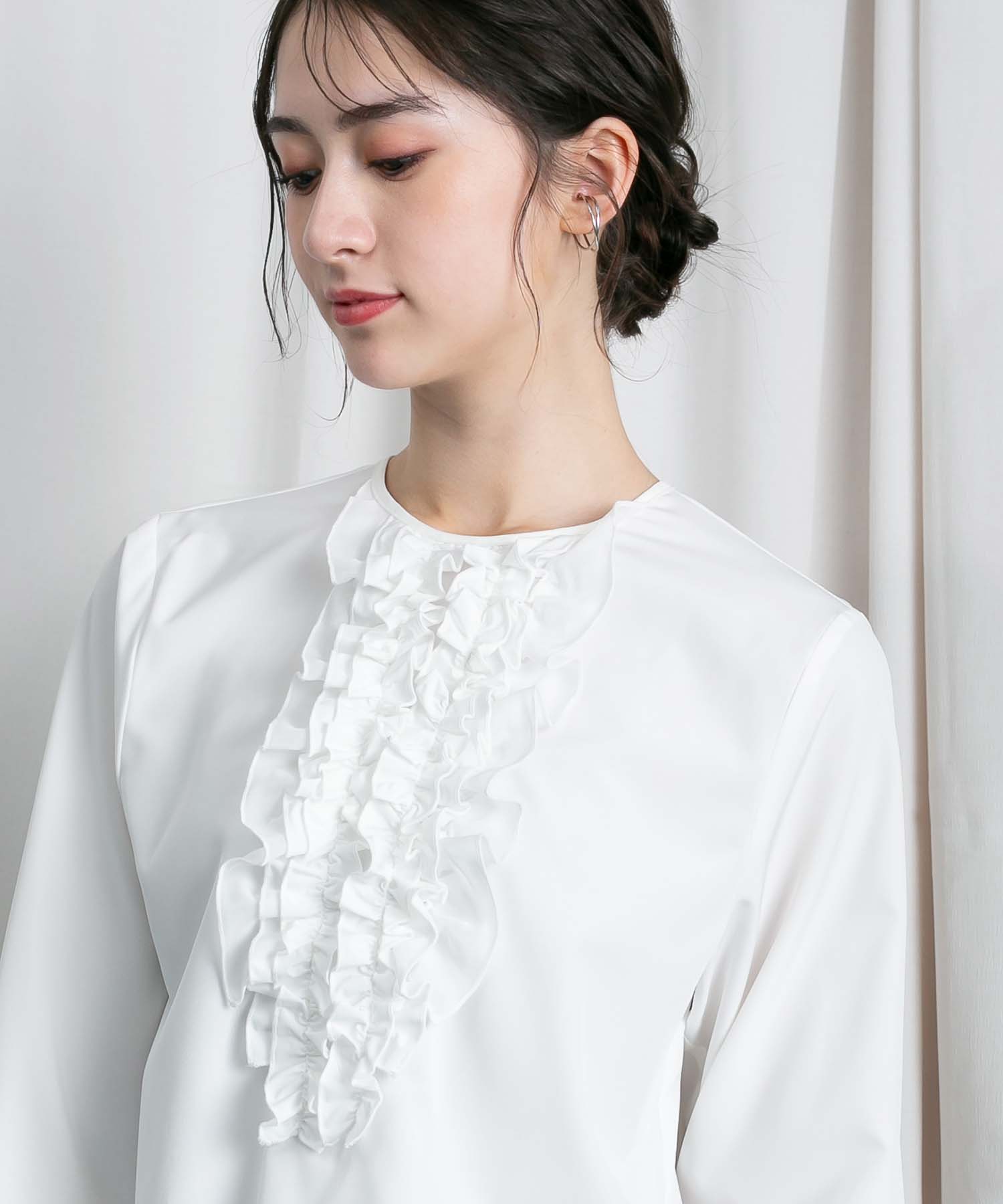 フロントタフタフリルブラウス シャツ・ブラウス RAW FUDGE