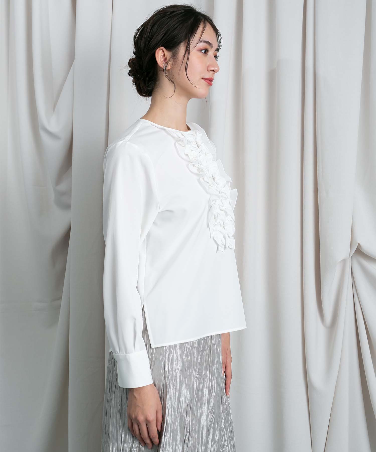 フロントタフタフリルブラウス シャツ・ブラウス RAW FUDGE