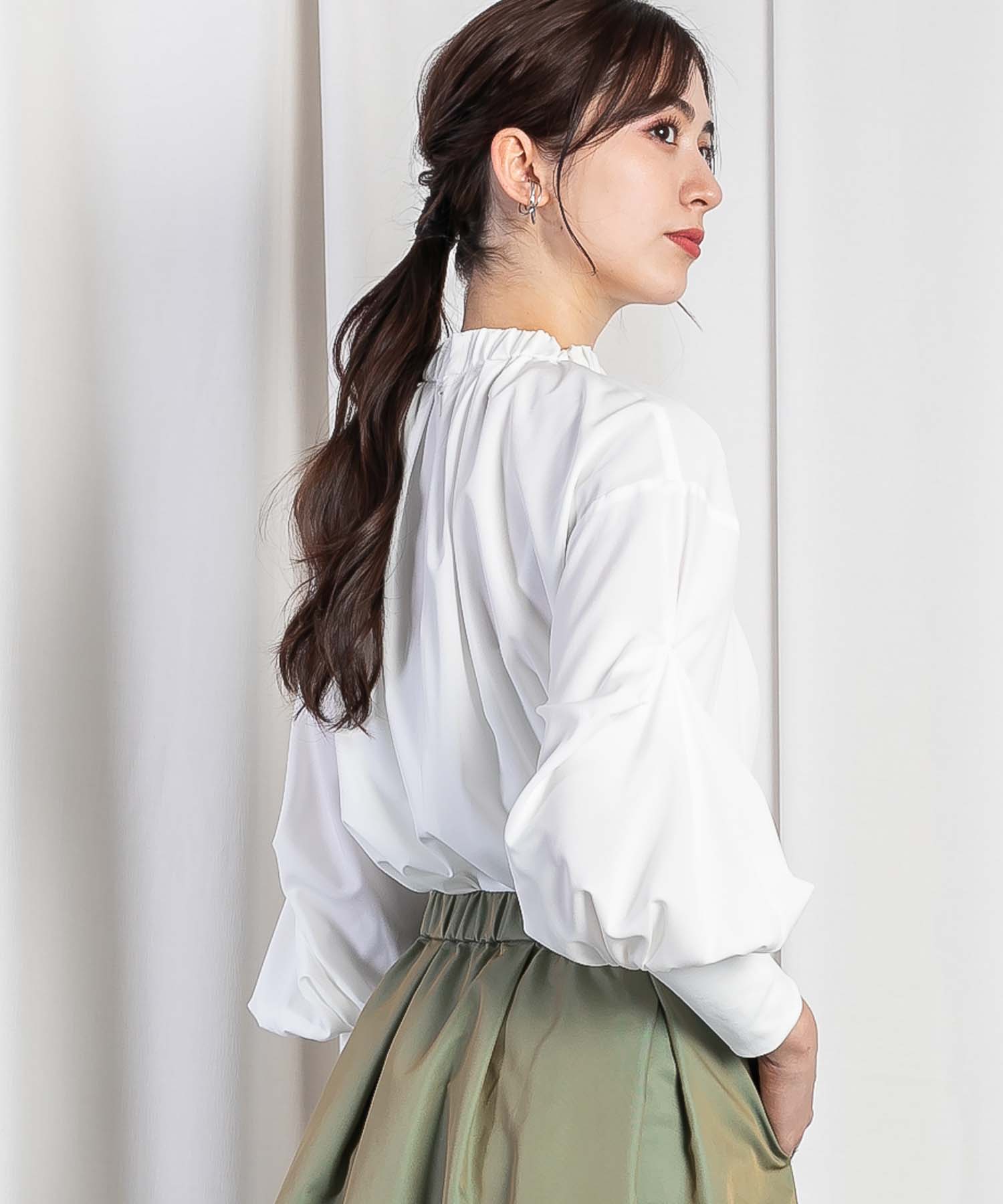 Drawer - 3Mbow.a PAHU BLOUSE パフブラウス 2way puff sleeve ribbon blouse WHITE | IPSUM