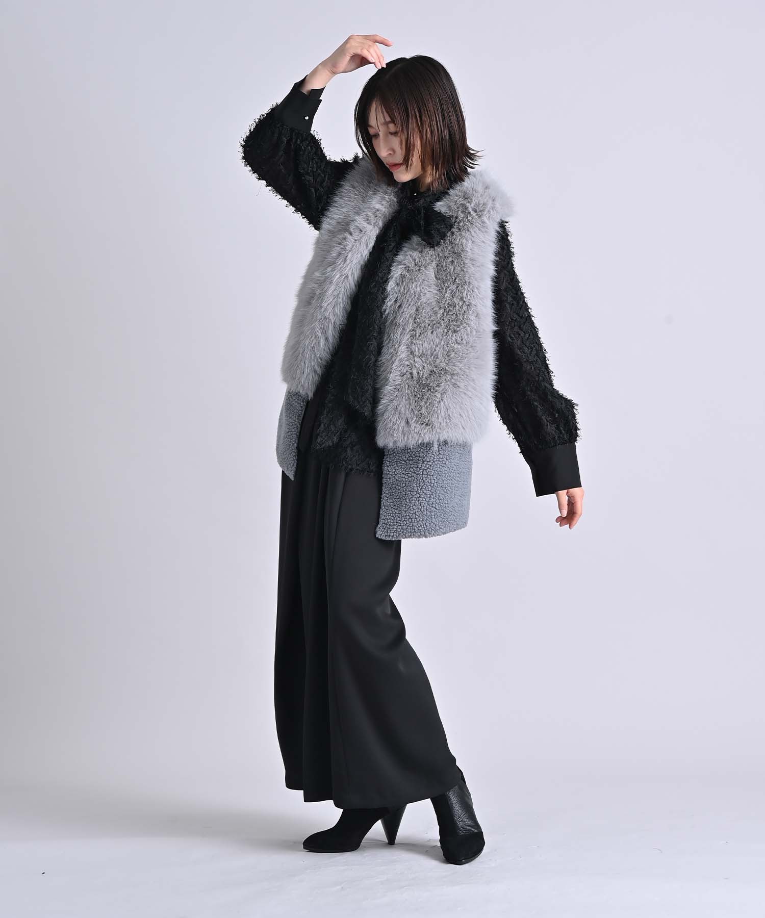 カットジャガードボウタイブラウス シャツ・ブラウス RAW FUDGE