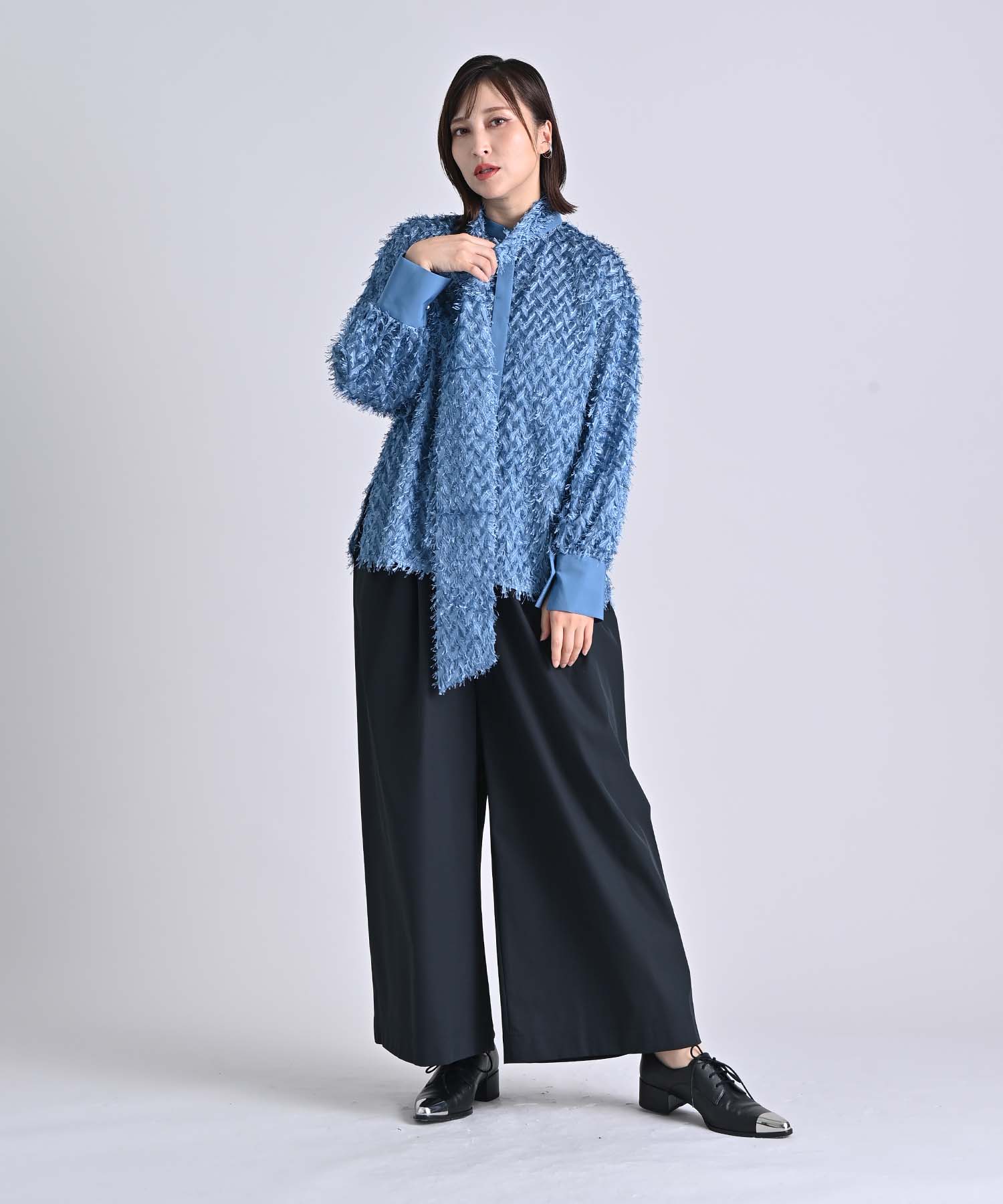 カットジャガードボウタイブラウス シャツ・ブラウス RAW FUDGE