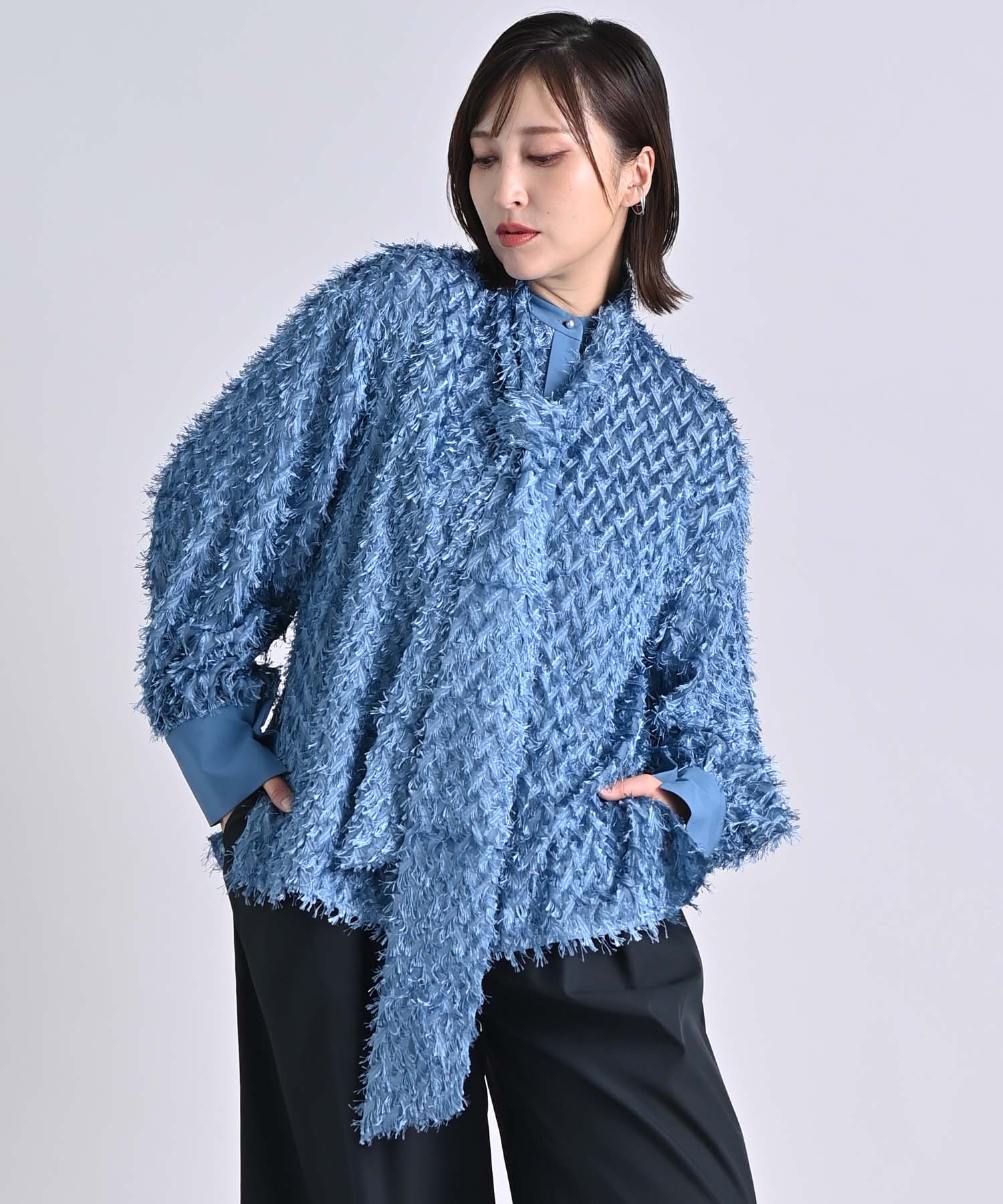 カットジャガードボウタイブラウス シャツ・ブラウス RAW FUDGE