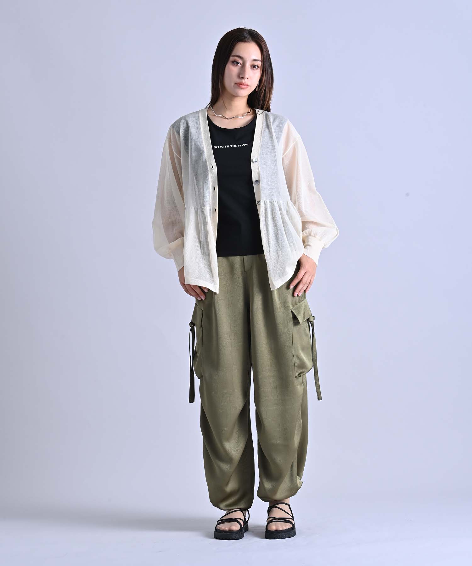 ノントーキョー/NON TOKYO プリーツ ペプラム カーディガン【F】シアー ノントーキョー/NON TOKYO プリーツ ペプラム カーディガン【F