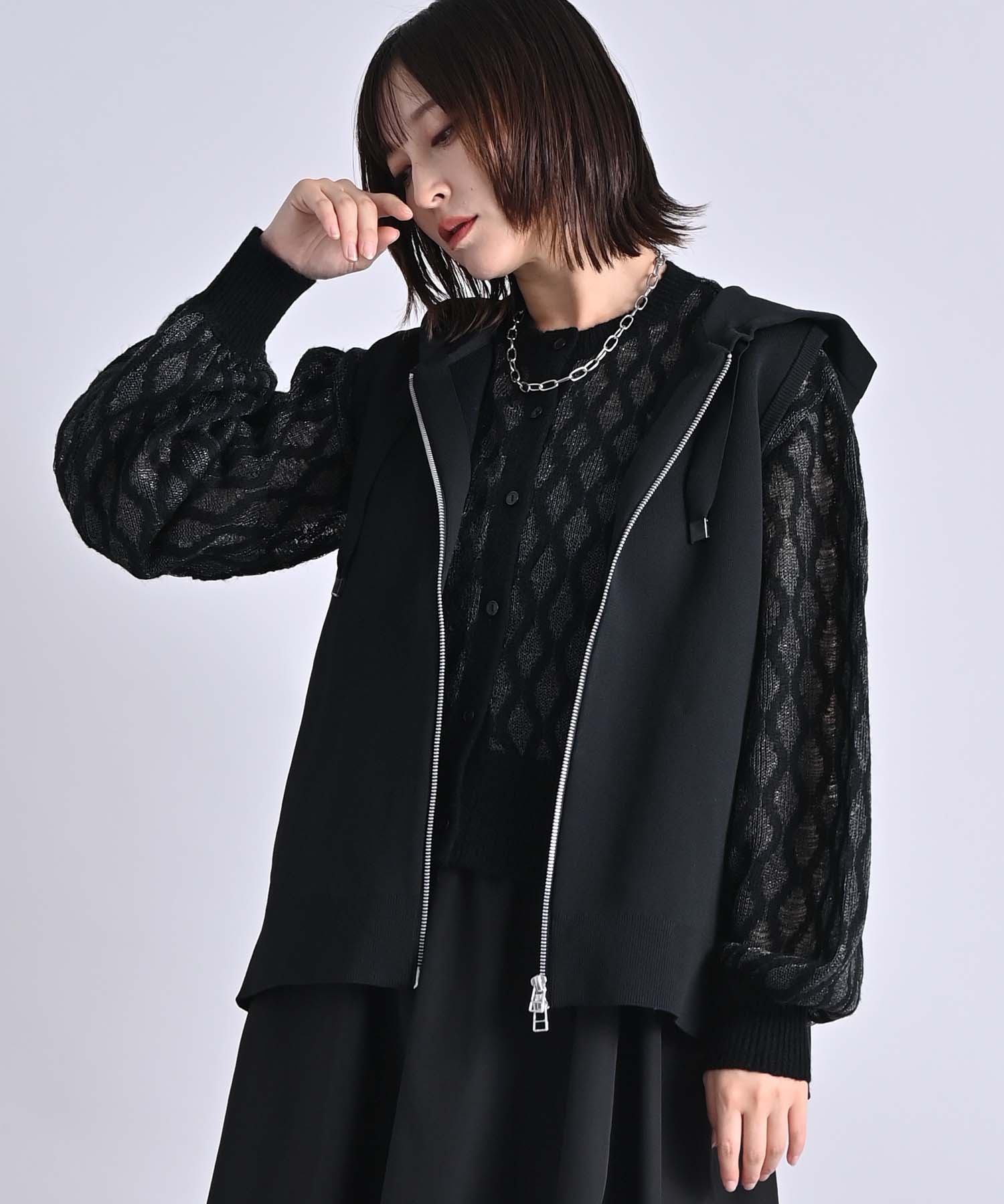 ニット×ダンボールパーカーベスト ニット RAW FUDGE