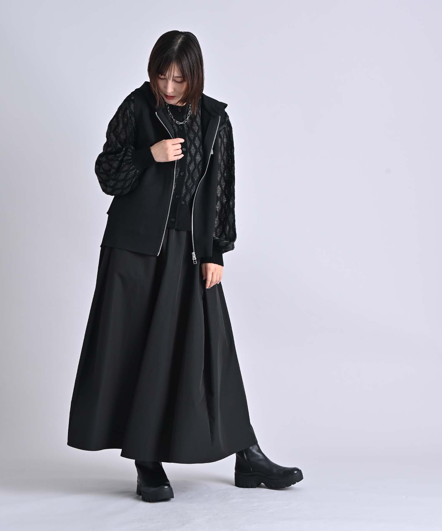 ニット×ダンボールパーカーベスト ニット RAW FUDGE