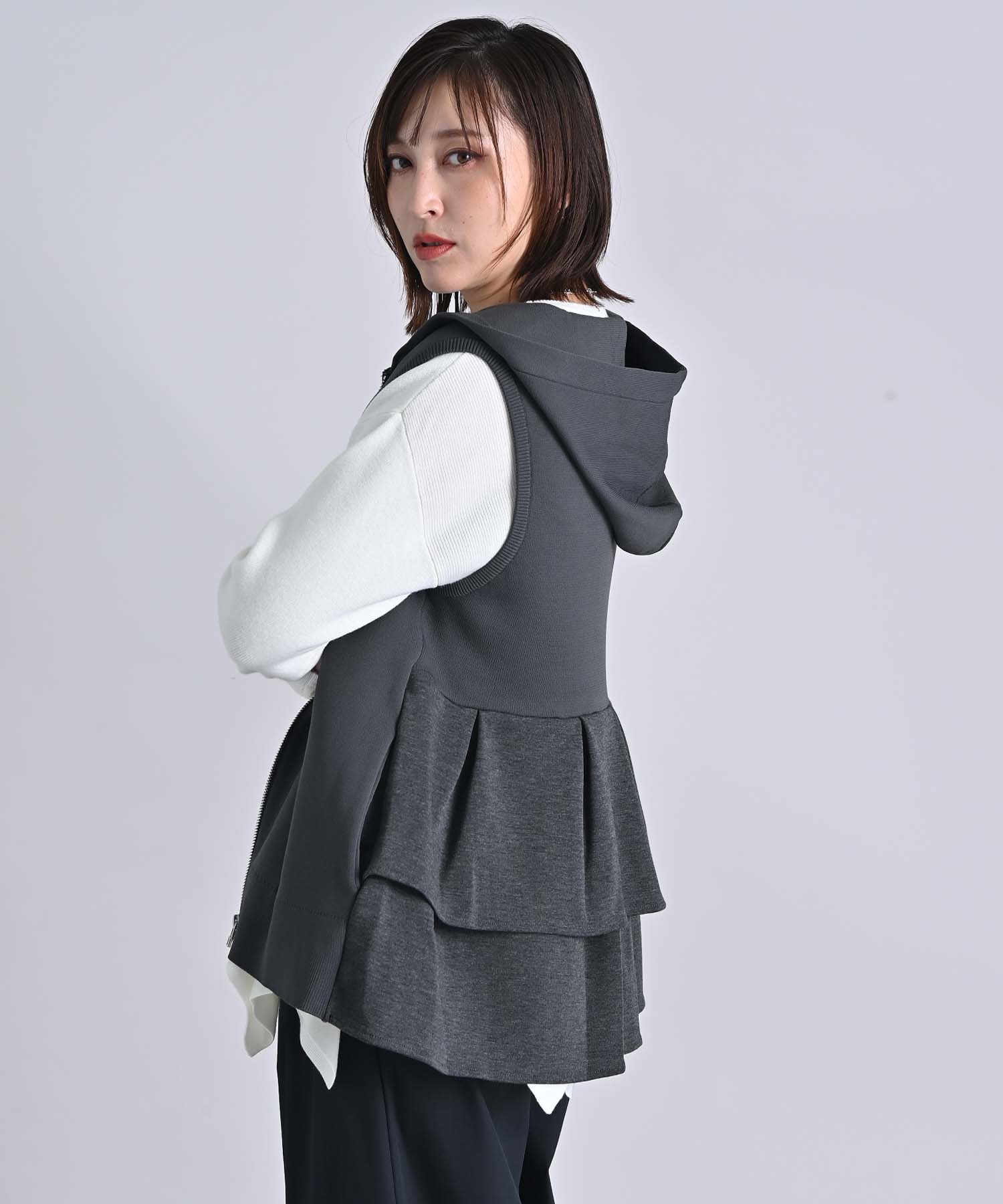 ニット×ダンボールパーカーベスト ニット RAW FUDGE