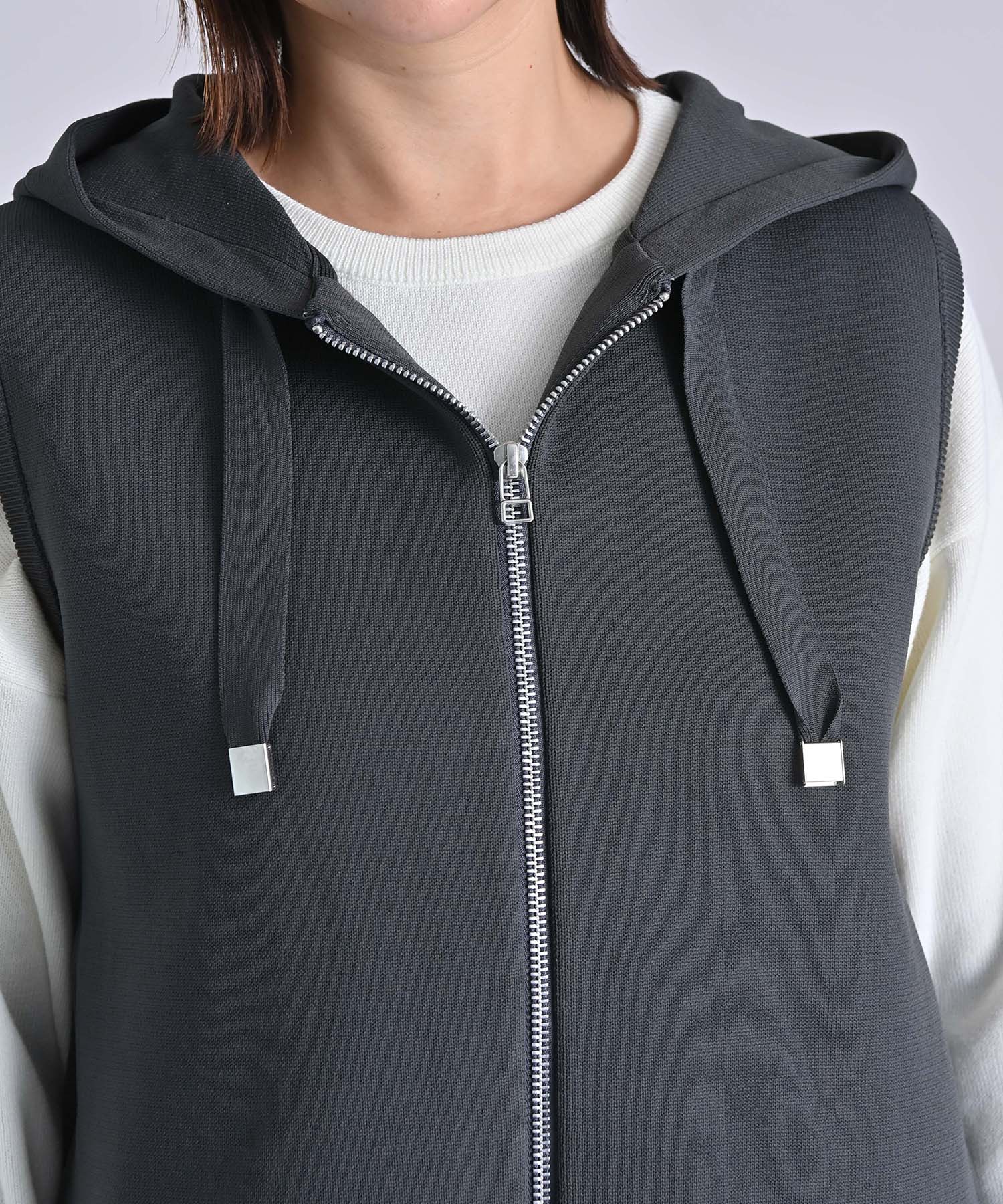 ニット×ダンボールパーカーベスト ニット RAW FUDGE