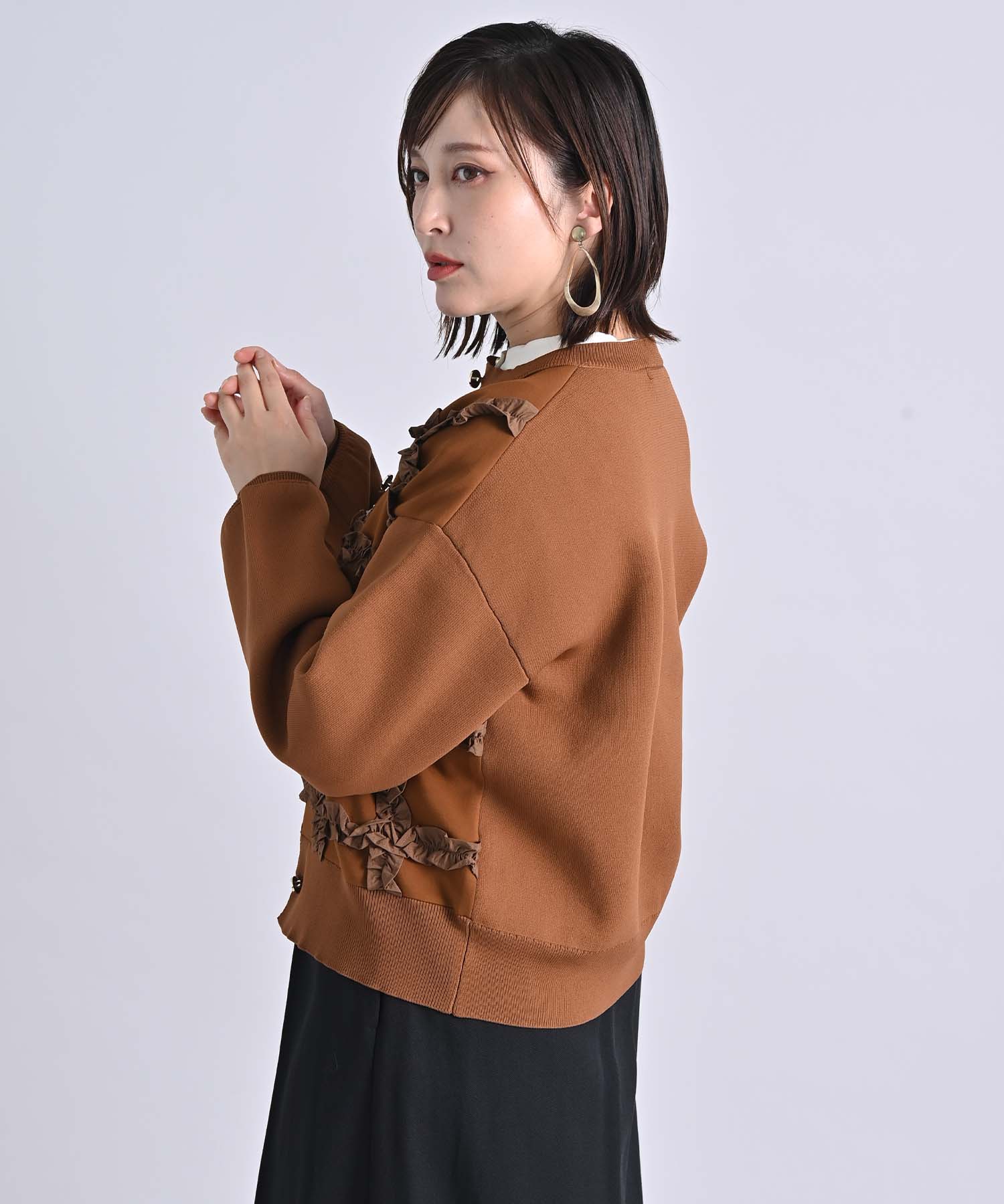 チェック柄プレーティングカーディガン ニット RAW FUDGE