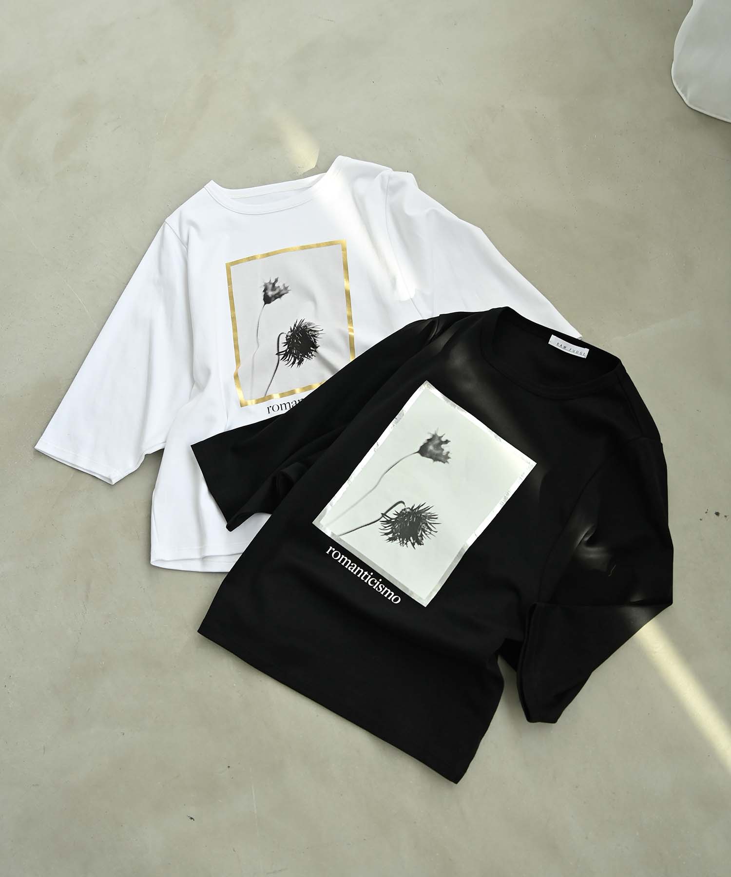 アートプリント箔フレームTシャツ カットソー RAW FUDGE