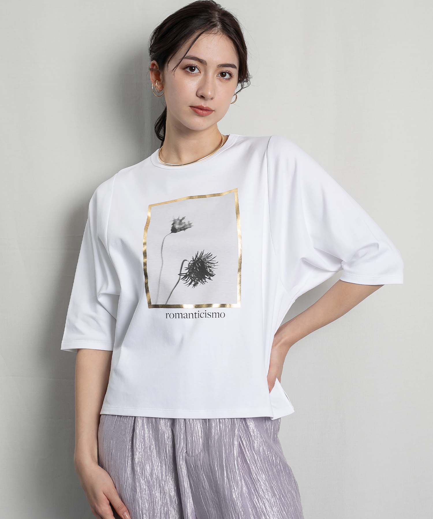 アートプリント箔フレームTシャツ カットソー RAW FUDGE