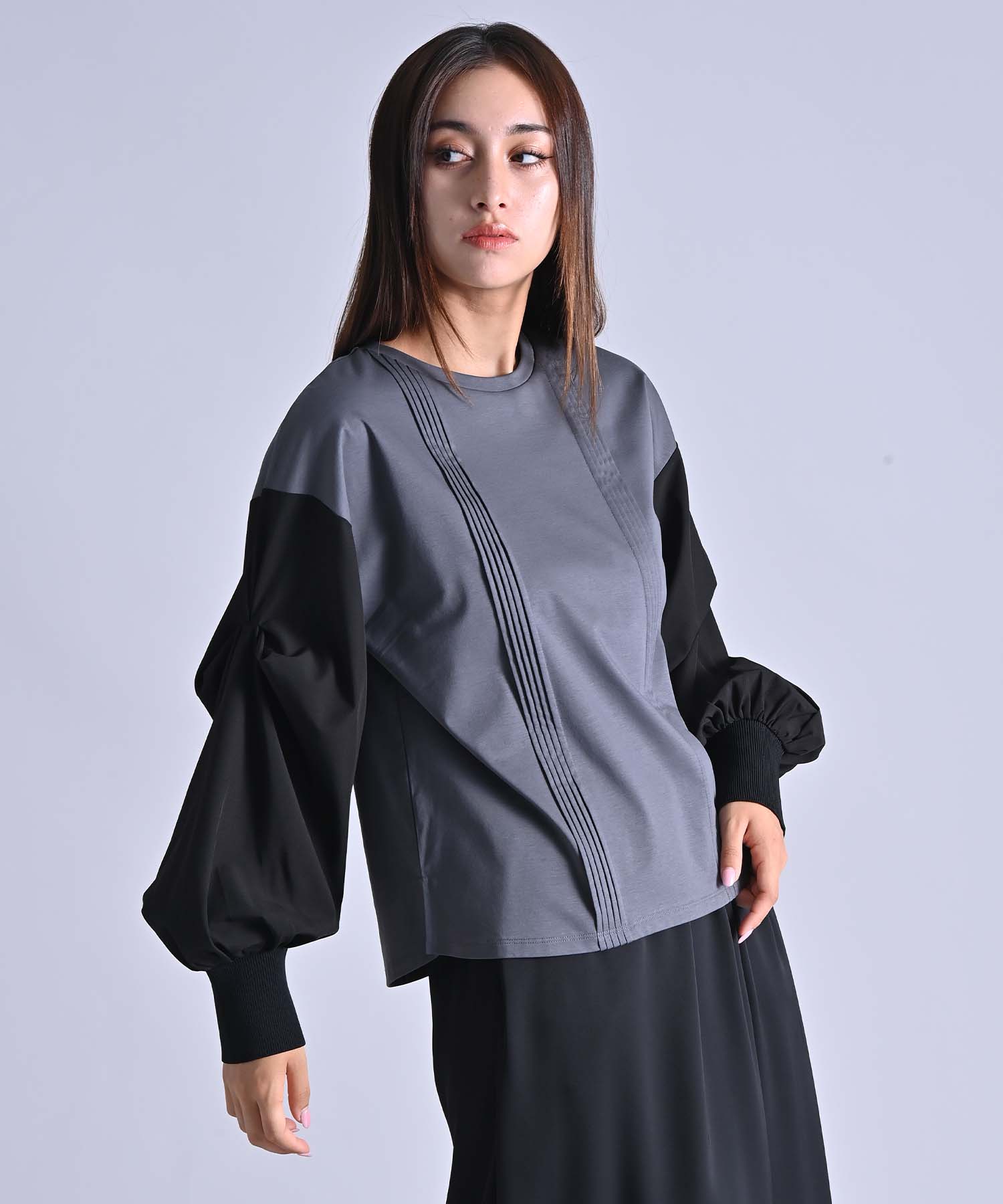 タックスリーブピンタックプルオーバー カットソー RAW FUDGE