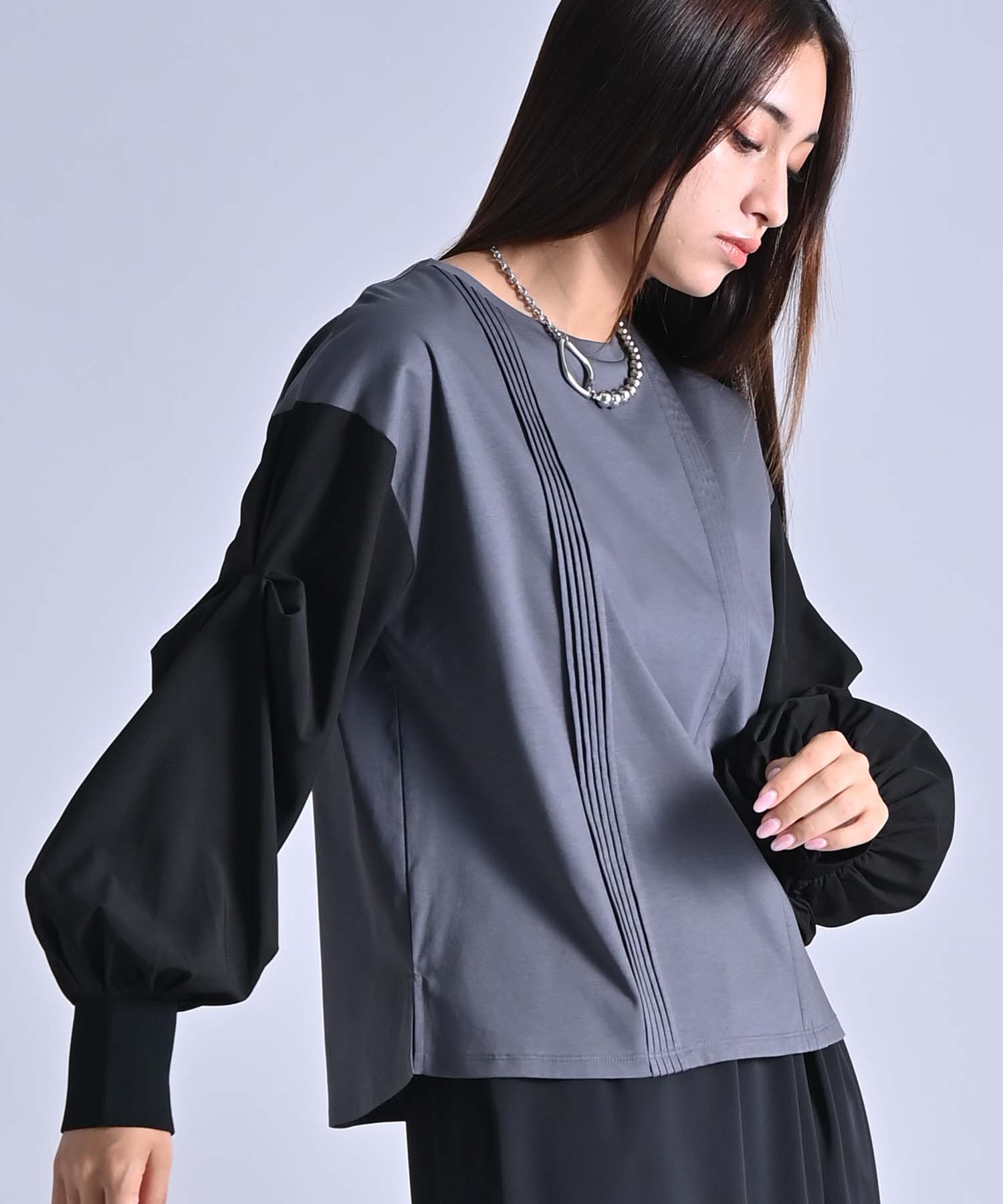 M-PREMIER タックスリーブカットソー NAVY/38 M-PREMIER タックスリーブカットソー NAVY/38