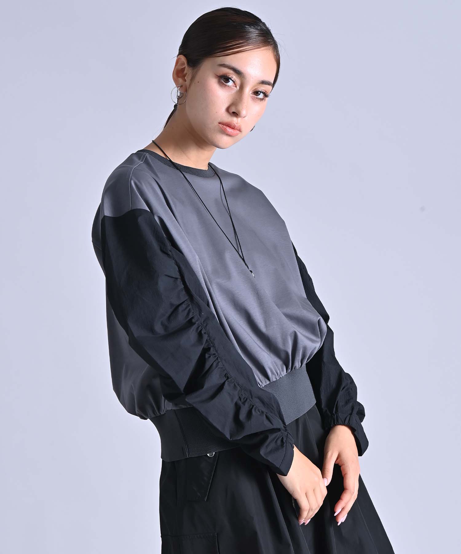 新品 L'essage tシャツ ギャザースリーブプルオーバー ブラウン