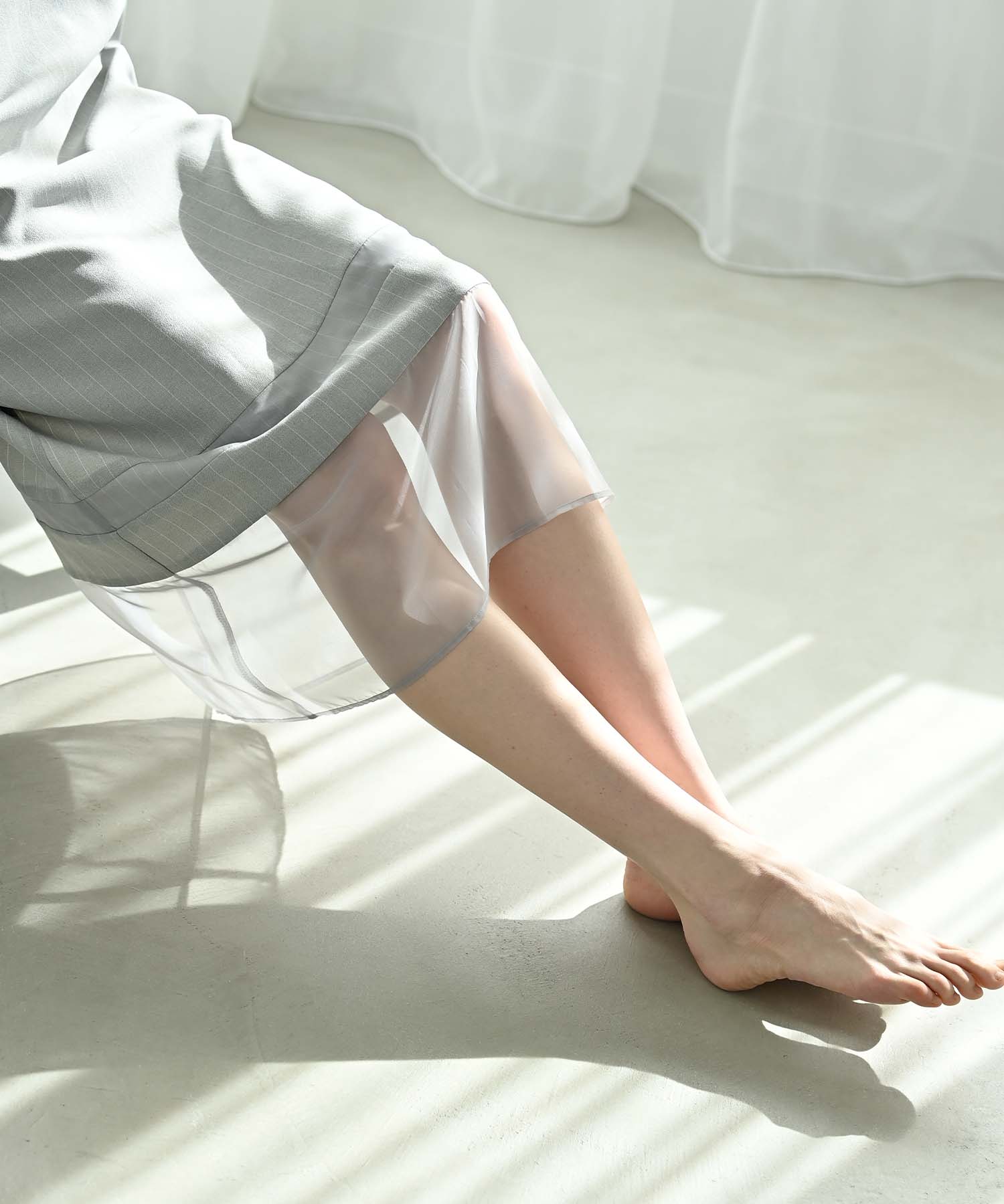 pinue シアーストライプワンピース　クリーム pinue シアーストライプワンピース（クリーム）