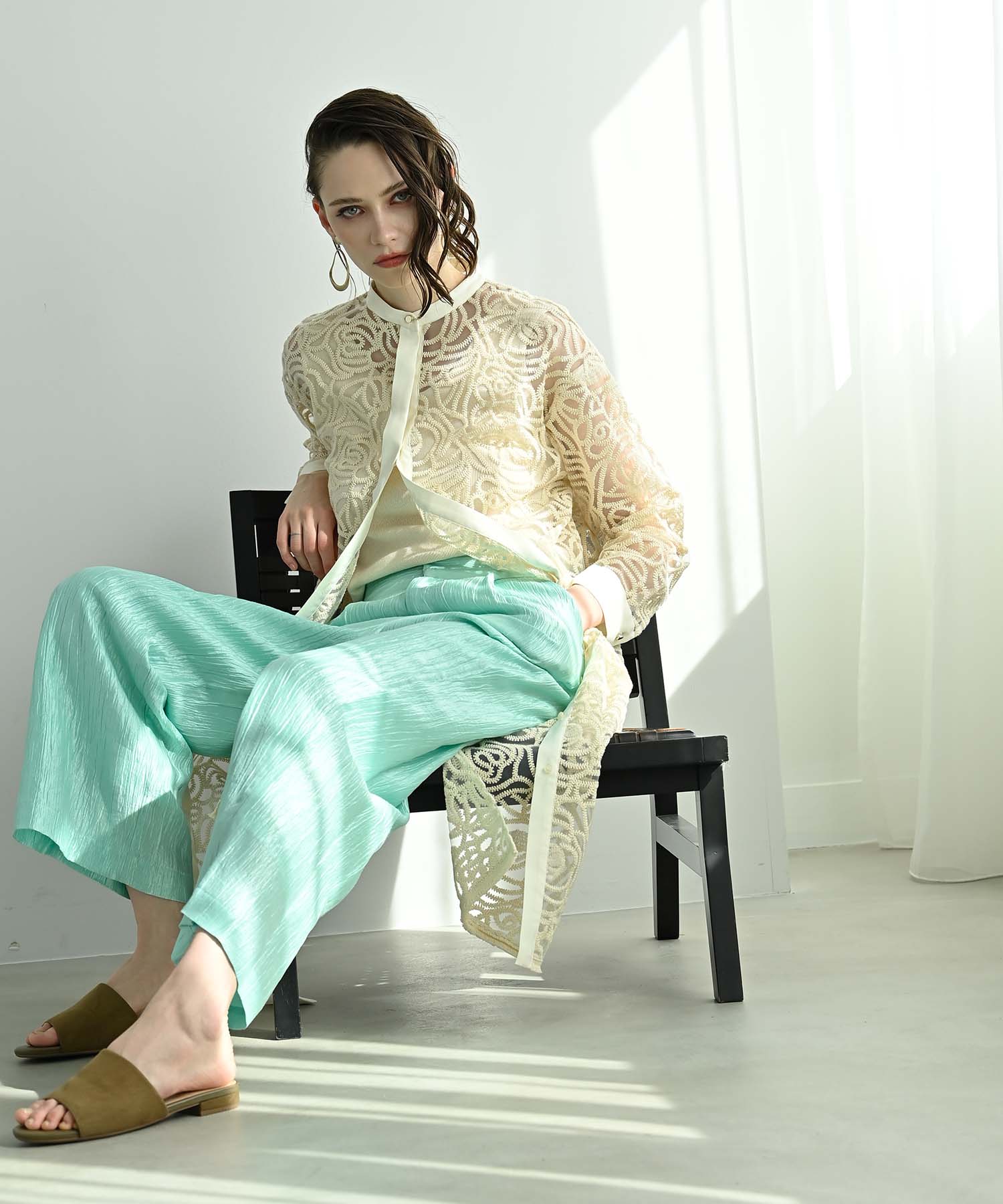 チュール刺繍シャツチュニック onepiece RAW FUDGE