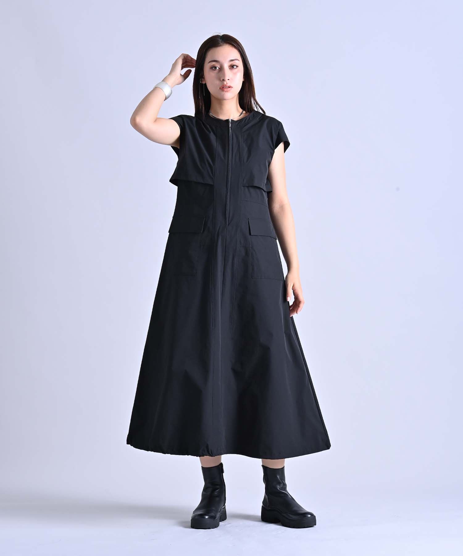 ハンドメイド【ボレロ付ワンピース】 ボレロ風ワークタフタワンピース onepiece RAW FUDGE