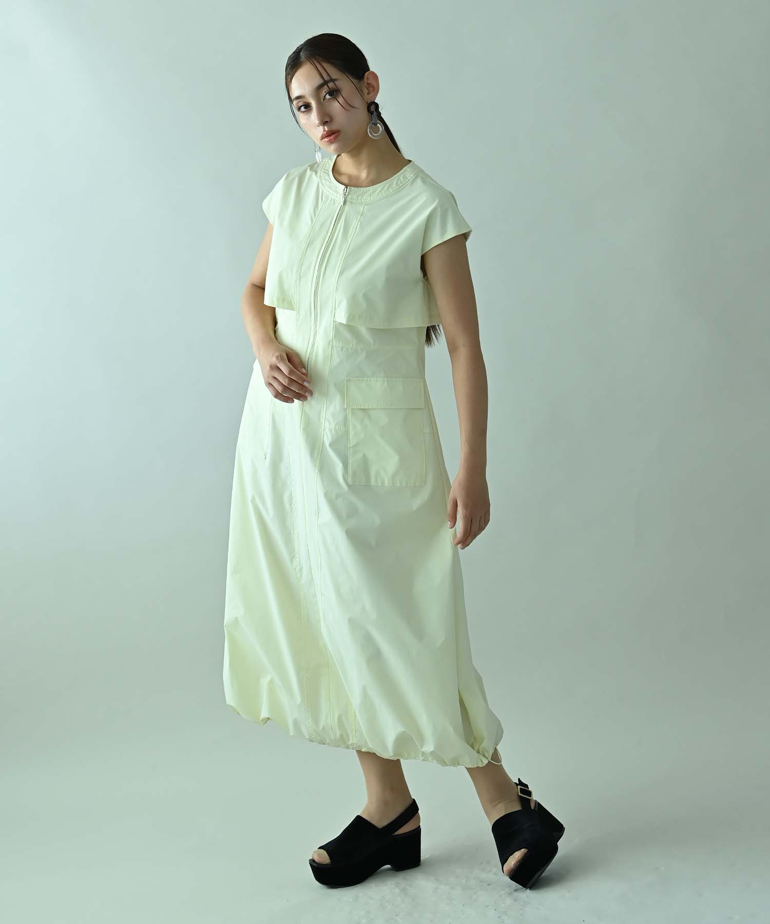 ハンドメイド【ボレロ付ワンピース】 ボレロ風ワークタフタワンピース onepiece RAW FUDGE