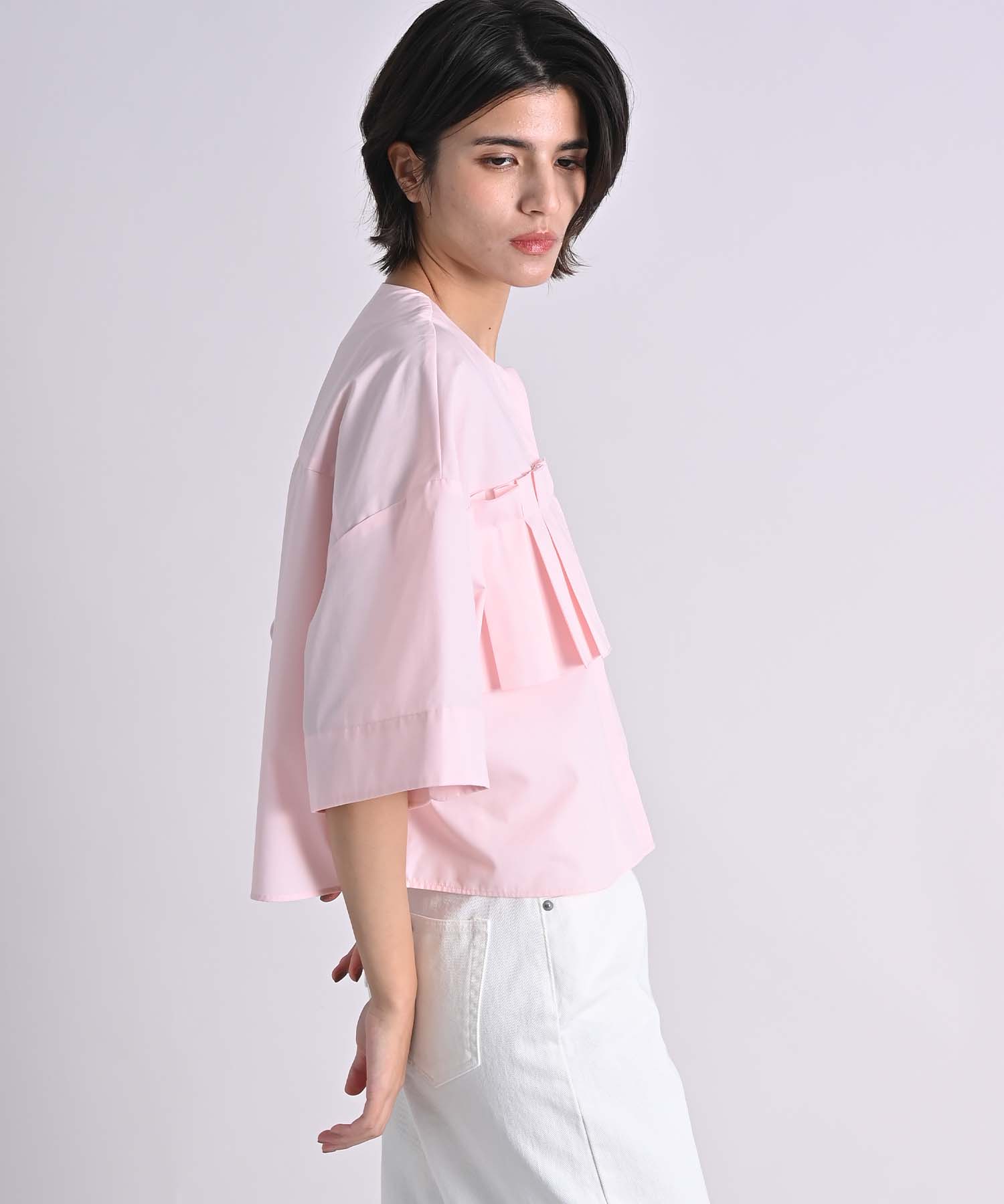 最終sale⭐︎未使用に近い✦︎ローファッジ❤︎フロントタック切替ブラウス Tiaclasse ブラウス シャツ 「新色追加・洗える」フロントタック配色