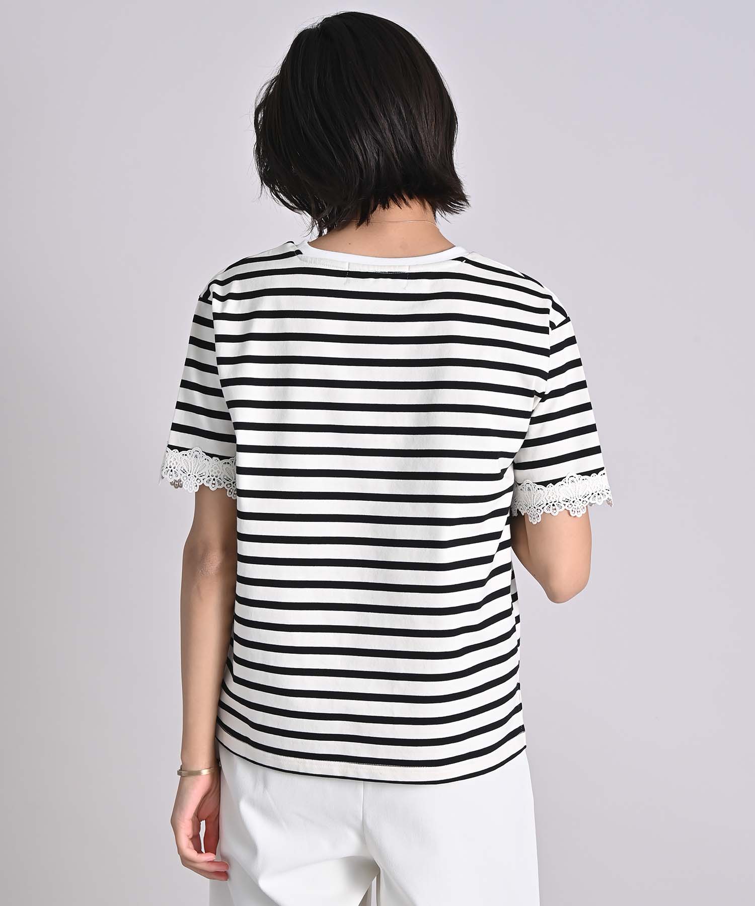 今季♡ボーダーレースtops★送料込 110072002601965003001