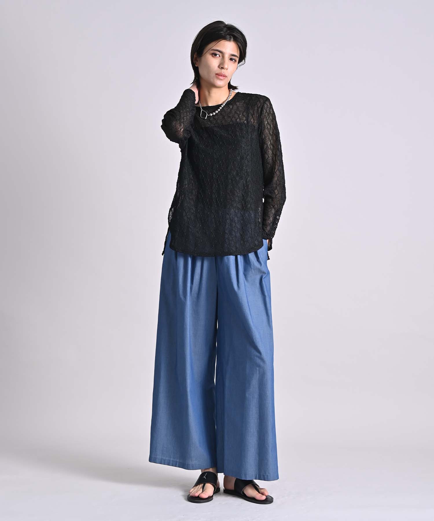 シアー袖ボタントップス カットソー RAW FUDGE