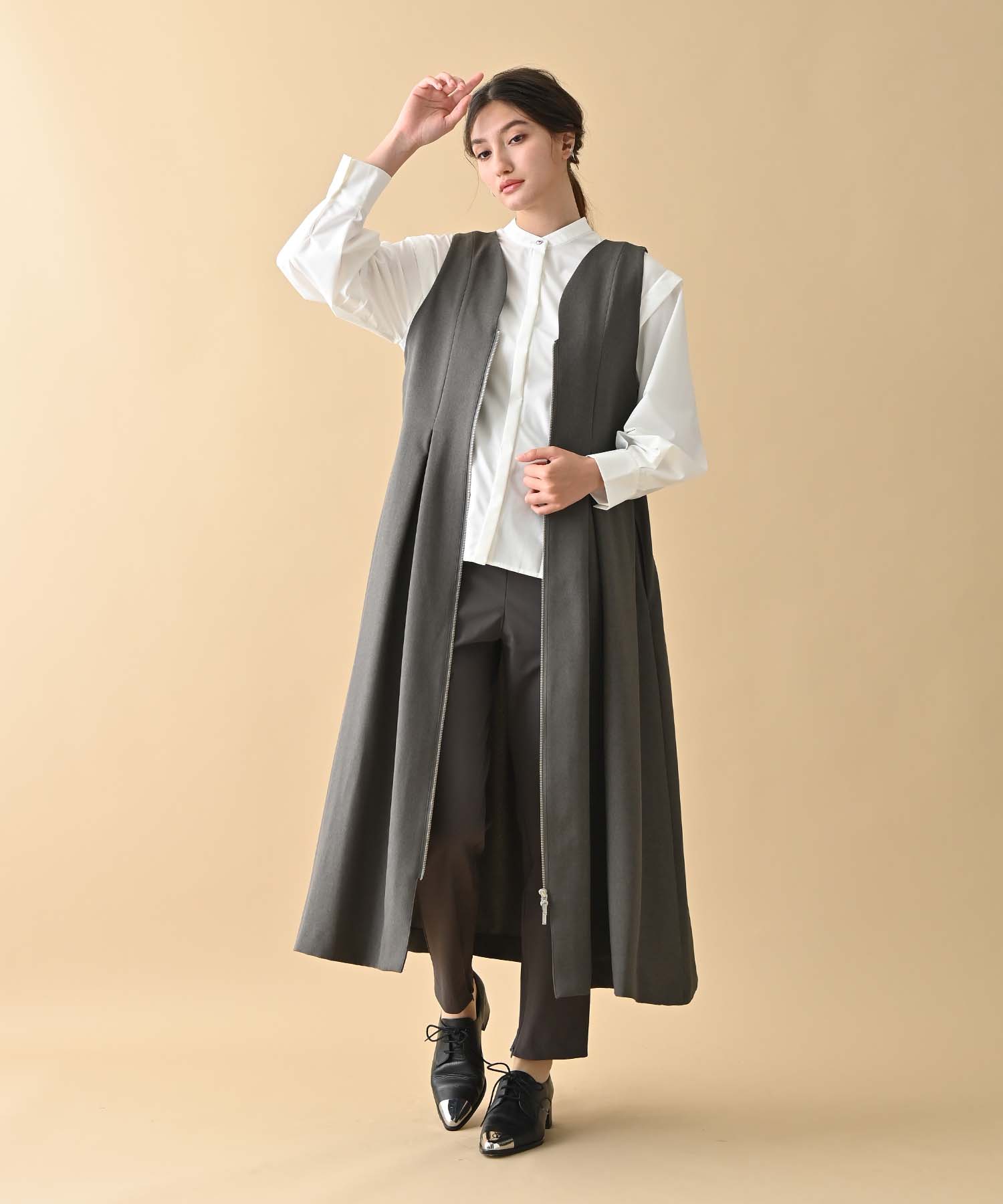 【週末sale】アメノチハレ　ジレワンピース　sサイズ 3WAY タックジレワンピース onepiece RAW FUDGE